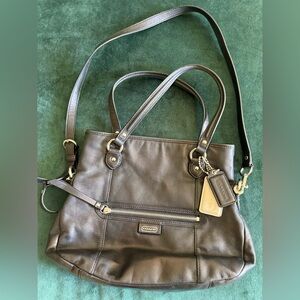 Coach Dark Black Leather Shoulder Bag